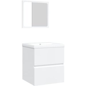 vidaXL White Bathroom Cabinet with Sink and Mirror - Bathroom Furniture vidaXL White Bathroom Cabinet with Sink and Mirror - Bathroom Furniture