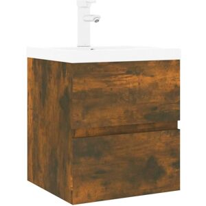 Sink Cabinet with Built-in Basin Smoked Oak Engineered Wood vidaXL Sink Cabinet with Built-in Basin Smoked Oak Engineered Wood vidaXL