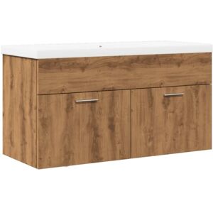 Bathroom Sink Cabinet with Built-in Basin Artisan Oak vidaXL Bathroom Sink Cabinet with Built-in Basin Artisan Oak vidaXL