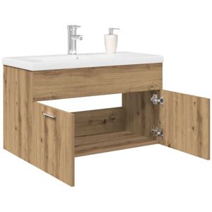 Sink Cabinet with Built-in Basin and Faucet Artisan Oak vidaXL Sink Cabinet with Built-in Basin and Faucet Artisan Oak vidaXL