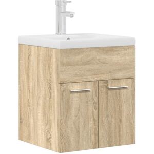 Bathroom Sink Cabinet with Built-in Basin and Faucet Sonoma Oak vidaXL Bathroom Sink Cabinet with Built-in Basin and Faucet Sonoma Oak vidaXL
