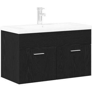 Sink cabinet Black oak 80 x 38.5 x 46 cm Engineered wood vidaXL Sink cabinet Black oak 80 x 38.5 x 46 cm Engineered wood vidaXL