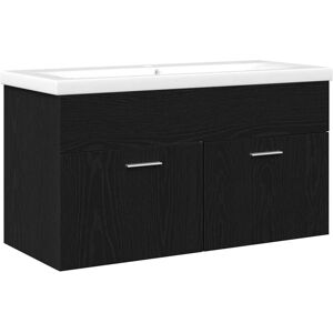 Sink cabinet Black Oak 90 x 38.5 x 46 cm Engineered wood vidaXL Sink cabinet Black Oak 90 x 38.5 x 46 cm Engineered wood vidaXL
