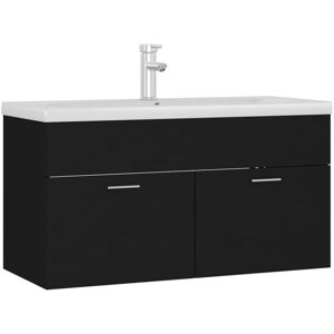Sink Cabinet with Built-in Basin Black Engineered Wood vidaXL Sink Cabinet with Built-in Basin Black Engineered Wood vidaXL