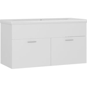 Sink Cabinet with Built-in Basin White Engineered Wood vidaXL Sink Cabinet with Built-in Basin White Engineered Wood vidaXL