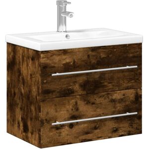 Bathroom Sink Cabinet with Built-in Basin Smoked Oak vidaXL Bathroom Sink Cabinet with Built-in Basin Smoked Oak vidaXL