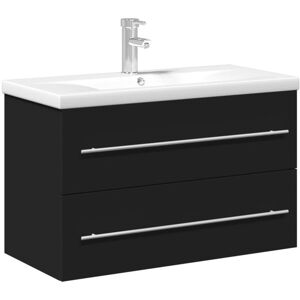 Bathroom Sink Cabinet with Built-in Basin Black vidaXL Bathroom Sink Cabinet with Built-in Basin Black vidaXL