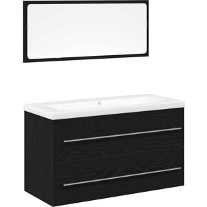 Sink Cabinet with Basin 3 pcs Black oak 90 x 38.5 x 48 cm vidaXL Sink Cabinet with Basin 3 pcs Black oak 90 x 38.5 x 48 cm vidaXL