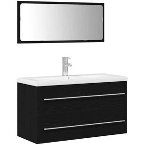 Sink Cabinet with Basin 3 pcs Black oak 90 x 38.5 x 48 cm vidaXL Sink Cabinet with Basin 3 pcs Black oak 90 x 38.5 x 48 cm vidaXL