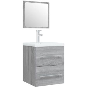 vidaXL Bathroom Cabinet with Sink - Sonoma Gray Modern vidaXL Bathroom Cabinet with Sink - Sonoma Gray Modern