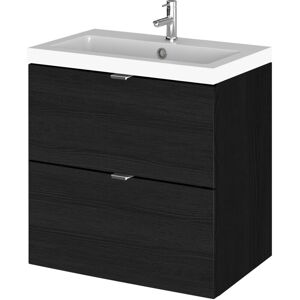 Vasari - Hudson Reed Fusion Wall Hung 2-Drawer Vanity Unit with Ceramic Basin 500mm Wide - Charcoal Black Woodgrain Vasari - Hudson Reed Fusion Wall Hung 2-Drawer Vanity Unit with Ceramic Basin 500mm Wide - Charcoal Black Woodgrain