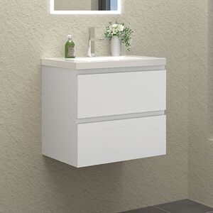 SKY Wall Hung Bathroom Vanity Unit with Basin Storage Cabinets Flat Pack - 600mm Matt White SKY Wall Hung Bathroom Vanity Unit with Basin Storage Cabinets Flat Pack - 600mm Matt White