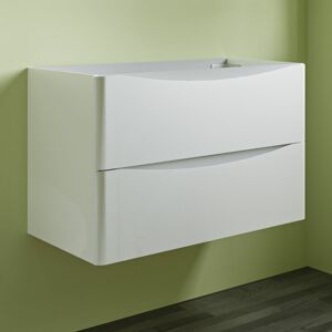 AICA SANITAIRE Wall Mounted Modern Bathroom Vanity Unit without Basin Flat Pack 2 Drawers - 800mm Gloss White AICA SANITAIRE Wall Mounted Modern Bathroom Vanity Unit without Basin Flat Pack 2 Drawers - 800mm Gloss White