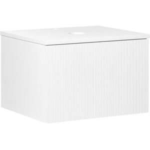 Beliani Alzira Modern White Bathroom Wall Cabinet with Drawer Beliani Alzira Modern White Bathroom Wall Cabinet with Drawer