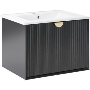 BELIANI Wall Mounted Vanity Unit with Basin BONAIRE 60 cm Black BELIANI Wall Mounted Vanity Unit with Basin BONAIRE 60 cm Black