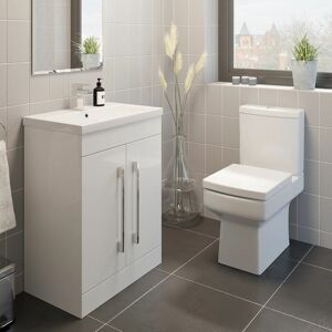 AQUARI White Bathroom Suite 600mm Vanity Unit Close Coupled Toilet Cloakroom Basin Set AQUARI White Bathroom Suite 600mm Vanity Unit Close Coupled Toilet Cloakroom Basin Set