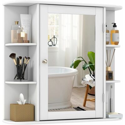 Costway - 3 Tier Mirrored Bathroom Cabinet Wall Mount Storage Cupboard w/ Display Shelves Costway - 3 Tier Mirrored Bathroom Cabinet Wall Mount Storage Cupboard w/ Display Shelves