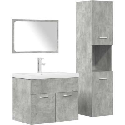 vidaXL Bathroom Furniture Set - Grey - 4 Pieces - Concreted Type vidaXL Bathroom Furniture Set - Grey - 4 Pieces - Concreted Type