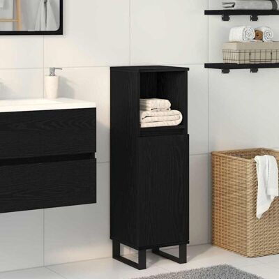 vidaXL Black Engineered Oak Bathroom Cabinet - Bathroom Storage vidaXL Black Engineered Oak Bathroom Cabinet - Bathroom Storage