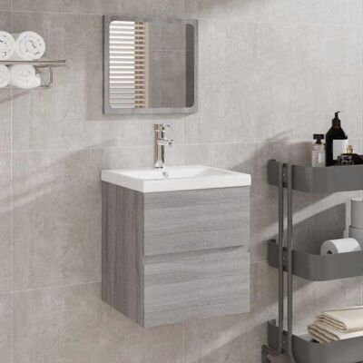 VIDAXL Gray Sonoma Bathroom Cabinet with Mirror VIDAXL Gray Sonoma Bathroom Cabinet with Mirror