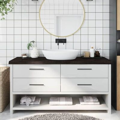 vidaXL Dark Grey Oak Bathroom Countertop - Bathroom Countertop vidaXL Dark Grey Oak Bathroom Countertop - Bathroom Countertop