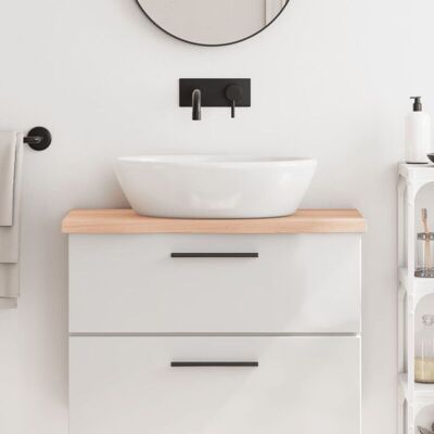 vidaXL Bathroom Countertop - Natural Solid Oak Wood, 80x30x4 cm vidaXL Bathroom Countertop - Natural Solid Oak Wood, 80x30x4 cm
