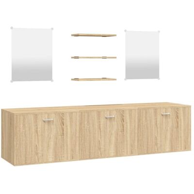 vidaXL 6 Piece Bathroom Furniture Set Black Engineered Wood - Bathroom Furniture vidaXL 6 Piece Bathroom Furniture Set Black Engineered Wood - Bathroom Furniture