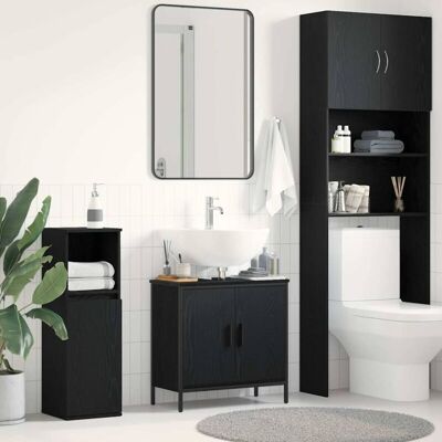 VidaXL Black Engineered Wood Bathroom Vanity Unit - Vanity Unit VidaXL Black Engineered Wood Bathroom Vanity Unit - Vanity Unit