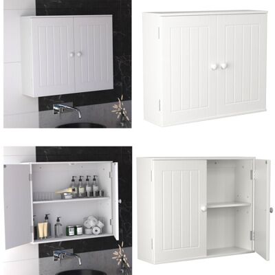 Dayplus - Bathroom White Cabinet Storage Shelf Double Door Cupboard Wall Mounted Furniture Dayplus - Bathroom White Cabinet Storage Shelf Double Door Cupboard Wall Mounted Furniture