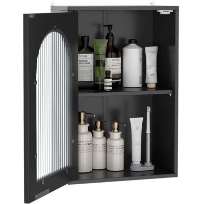 COSTWAY Bathroom Wall Cabinet Medicine Cabinet with Tempered Glass Door-Black COSTWAY Bathroom Wall Cabinet Medicine Cabinet with Tempered Glass Door-Black