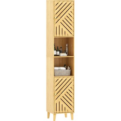 Tall Bathroom Cabinet with Open Compartments and Adjustable Shelves - Homcom Tall Bathroom Cabinet with Open Compartments and Adjustable Shelves - Homcom