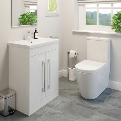 AQUARI Affine - Modern Close Coupled wc Bathroom Suite Toilet Set Basin Sink Vanity Unit White AQUARI Affine - Modern Close Coupled wc Bathroom Suite Toilet Set Basin Sink Vanity Unit White