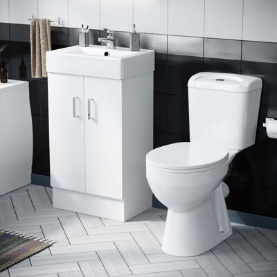 Nes Home - Nanuya Bathroom Suite 450 Flat Pack Vanity & wc Toilet Pan Nes Home - Nanuya Bathroom Suite 450 Flat Pack Vanity & wc Toilet Pan