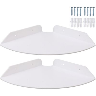 OEM Wall-mounted Floating Corner Shelves, 2 Pieces, Quarter-round Hanging, For Bedrooms, Living Rooms, Shower Rooms, White OEM Wall-mounted Floating Corner Shelves, 2 Pieces, Quarter-round Hanging, For Bedrooms, Living Rooms, Shower Rooms, White