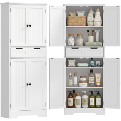 Homcom Bathroom Tall Cabinet With Drawer, Shelves And Doors, White Homcom Bathroom Tall Cabinet With Drawer, Shelves And Doors, White