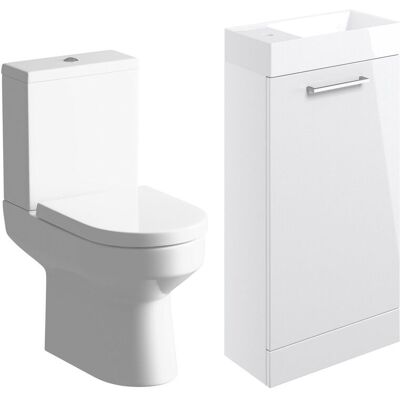 Signature Aalborg Bathroom Suite With Floor Standing Vanity Unit 410mm Wide - White Gloss Signature Aalborg Bathroom Suite With Floor Standing Vanity Unit 410mm Wide - White Gloss