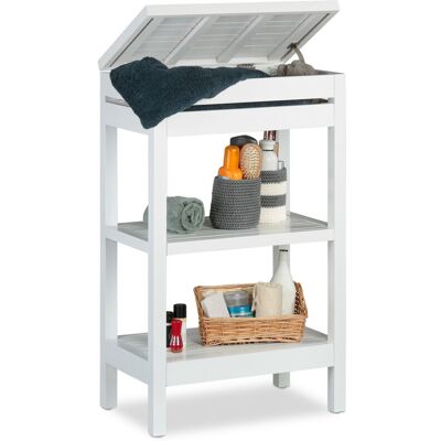Relaxdays - Bamboo Shelf, Standing Shelf, 3 Storeys, Slot with Lid, Open, hwd 76.5 x 46 x 29.5 cm, White Relaxdays - Bamboo Shelf, Standing Shelf, 3 Storeys, Slot with Lid, Open, hwd 76.5 x 46 x 29.5 cm, White
