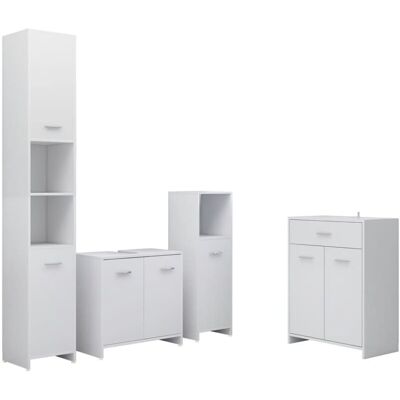 vidaXL Bathroom Furniture Set 4 Piece White - Bathroom Furniture vidaXL Bathroom Furniture Set 4 Piece White - Bathroom Furniture