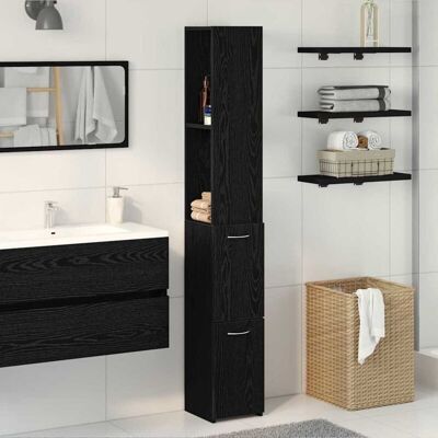 vidaXL Black Bathroom Cabinet - Modern Design, Durable Wood, 2 Storage vidaXL Black Bathroom Cabinet - Modern Design, Durable Wood, 2 Storage
