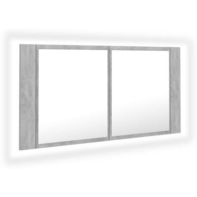 vidaXL LED Bathroom Mirror Cabinet Concrete Grey 90x12x45 cm Acrylic Mirror - Bathroom Furniture vidaXL LED Bathroom Mirror Cabinet Concrete Grey 90x12x45 cm Acrylic Mirror - Bathroom Furniture