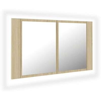 vidaXL Sonoma Oak LED Bathroom Mirror Cabinet - Bathroom Mirror Cabinet vidaXL Sonoma Oak LED Bathroom Mirror Cabinet - Bathroom Mirror Cabinet