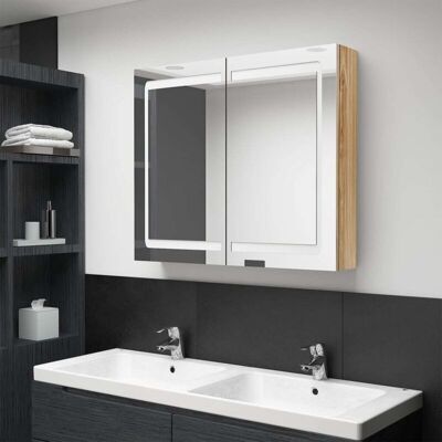 vidaXL LED Bathroom Mirror Cabinet - Wall-mounted, 80x12x68cm vidaXL LED Bathroom Mirror Cabinet - Wall-mounted, 80x12x68cm