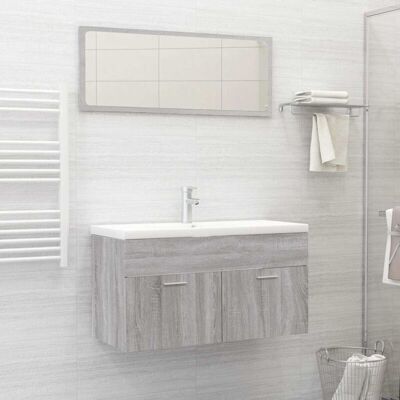 vidaXL Grey Sonoma Bathroom Furniture Set 2-Piece - Bathroom Furniture Set vidaXL Grey Sonoma Bathroom Furniture Set 2-Piece - Bathroom Furniture Set