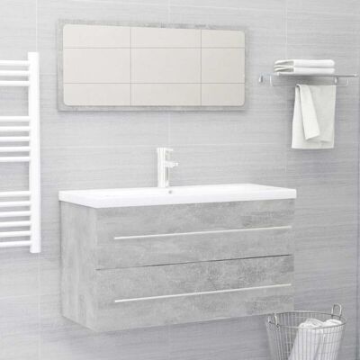 VidaXL Bathroom Furniture Set - Plywood, Grey Concrete - Bathroom Furniture Set VidaXL Bathroom Furniture Set - Plywood, Grey Concrete - Bathroom Furniture Set
