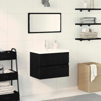 vidaXL Black Oak 60x38,5x45 cm Bathroom Cabinet with Sink - Bathroom Cabinet vidaXL Black Oak 60x38,5x45 cm Bathroom Cabinet with Sink - Bathroom Cabinet