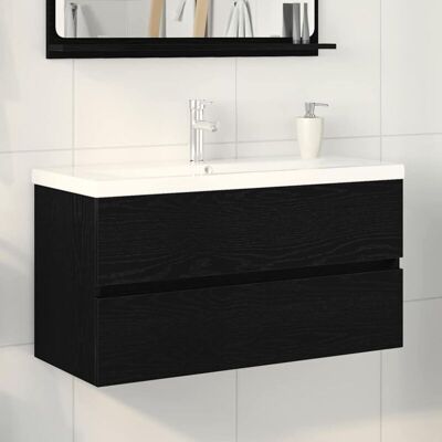 Vidaxl - Modern Bathroom Cabinet with Sink - Black Oak - 90x38.5x45 cm Vidaxl - Modern Bathroom Cabinet with Sink - Black Oak - 90x38.5x45 cm