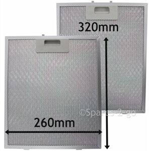 Metal Mesh Filter for Cooker Hood/Extractor Fan Vent (Pack of 2 Filters, Silver, 320 x 260 mm) - Spares2go