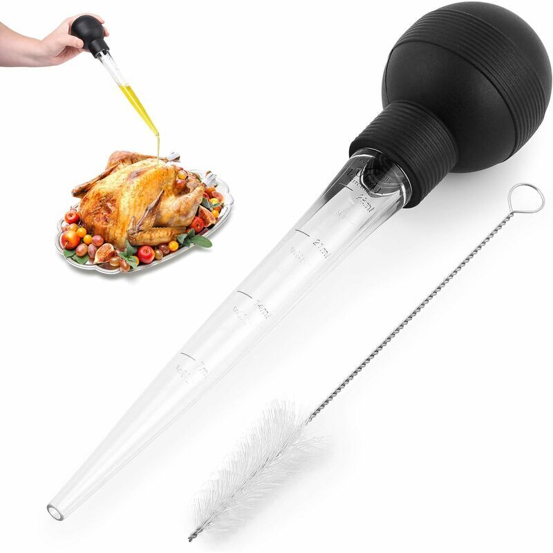 Héloise - Zulay (Large) Turkey Baster with Cleaning Brush - Food Grade Syringe Baster for Cooking and Basting with Removable Round Bulb - Great for