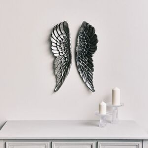 Melody Maison - Large Silver Wall Mounted Angel Wings - Silver