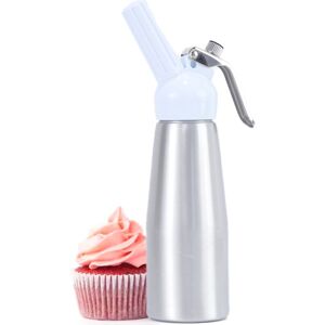 PESCE Professional Whipped Cream Dispenser for Delicious Homemade Whipped Creams, Sauces, Desserts, and Infused Liquors Silver